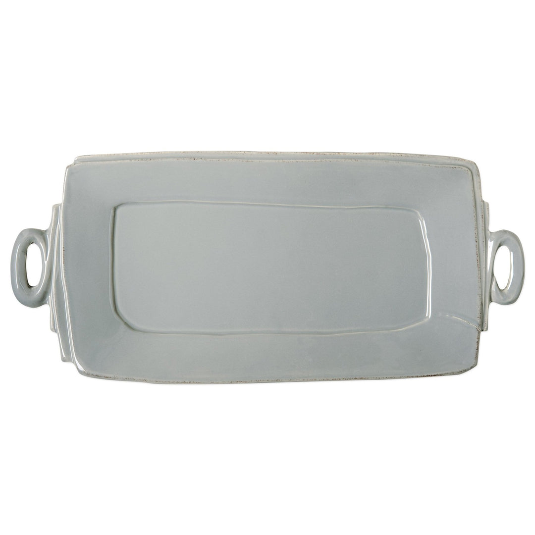 Vietri Lastra Gray Handled Rectangular Platter