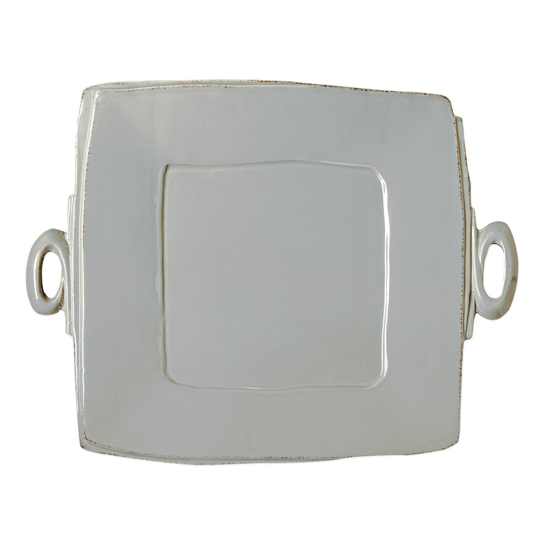 Vietri Lastra Gray Handled Square Platter