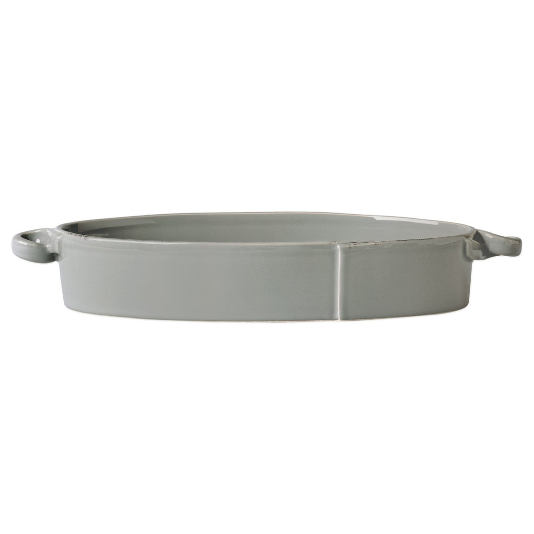 Vietri Lastra Gray Handled Oval Baker