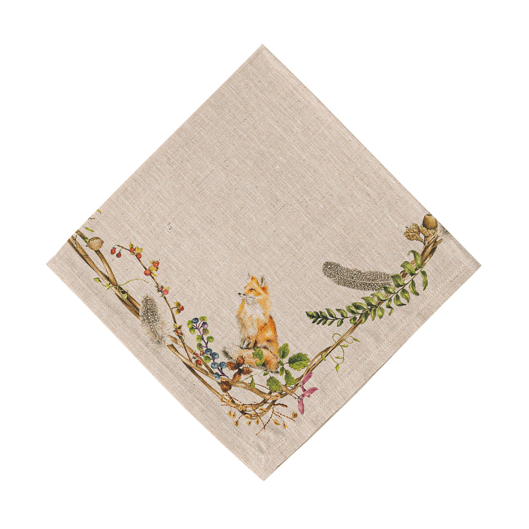 Juliska Forest Walk Cafe Au Lait Napkin with fox