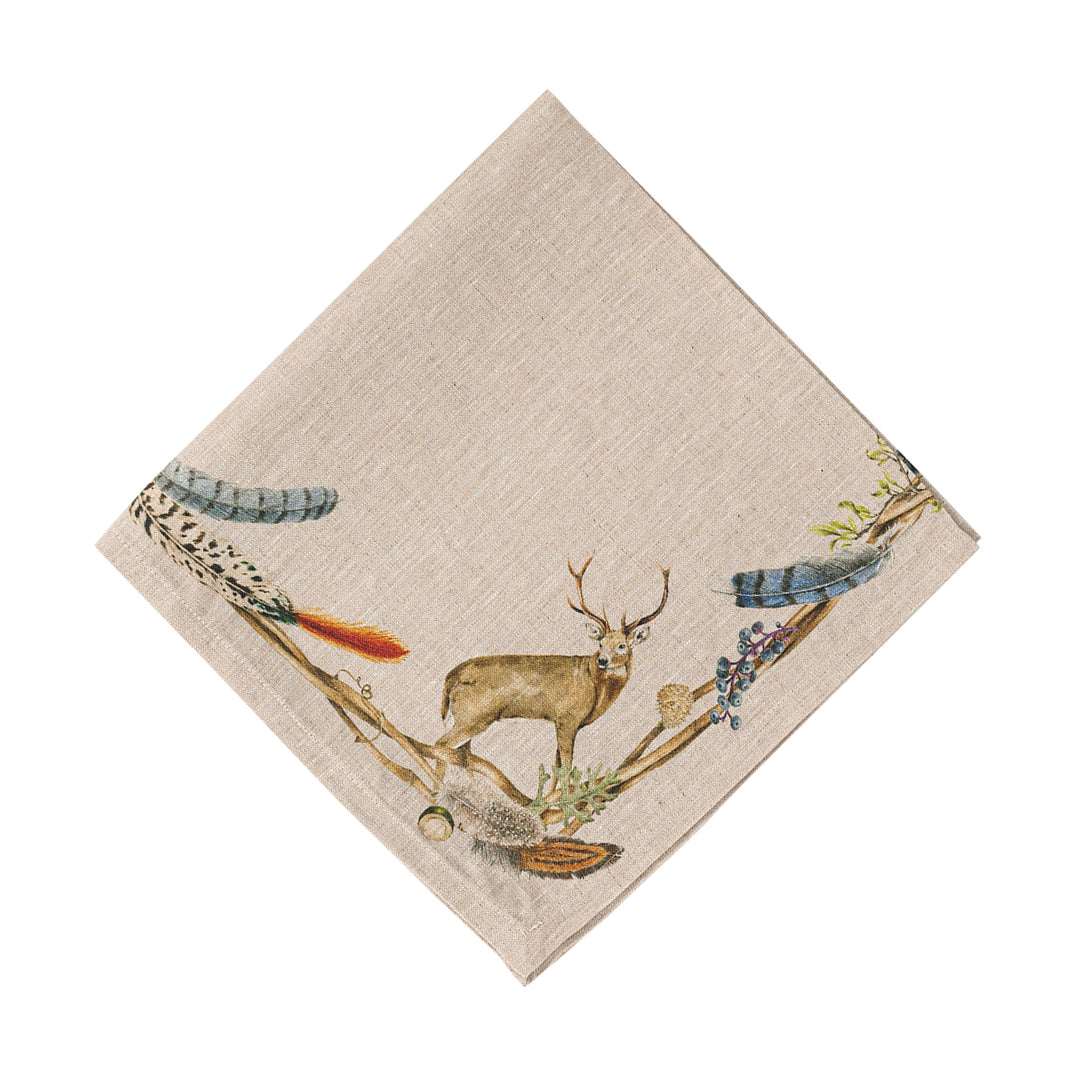 Juliska Forest Walk Cafe Au Lait Napkin with stag