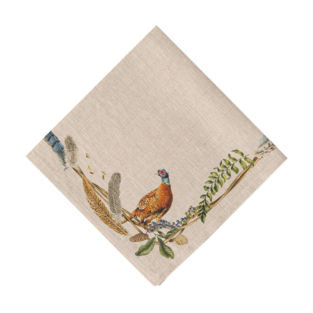 Juliska Forest Walk Cafe Au Lait Napkin with pheasant