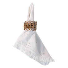Load image into Gallery viewer, Juliska Eyelet White Napkin with provence rattan napkin ring
