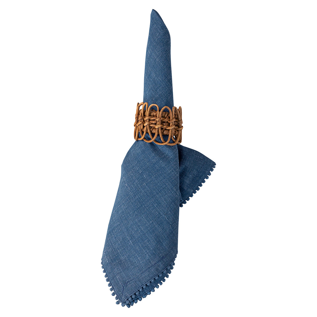 Juliska Berry Trim Navy Napkin with juliska provence rattan napkin ring