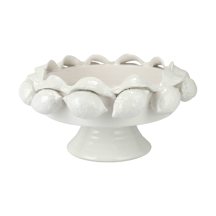 Vietri Limoni White Footed Fruit Bowl