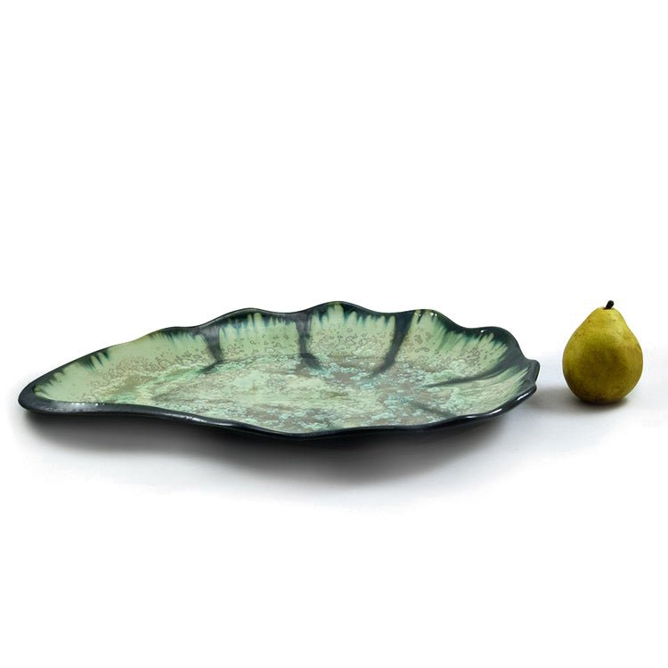Ae Ceramics Oyster Series Platter in Mint & Charcoal