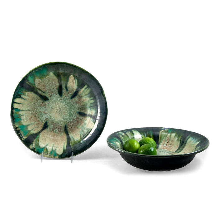 Ae Ceramics Round Series Pasta / Fruit Bowl in Mint & Charcoal