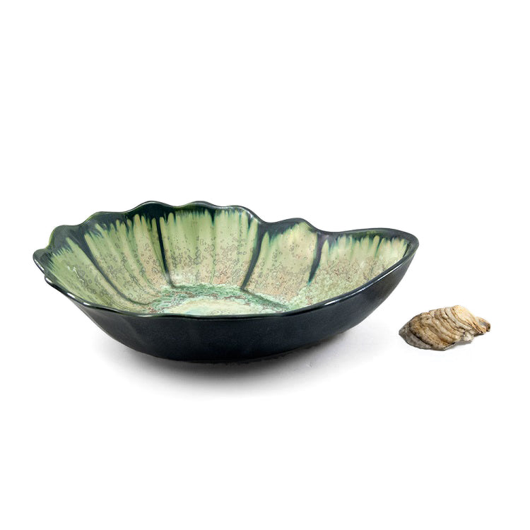 Ae Ceramics Oyster Series Large Nesting Bowl in Mint & Charcoal