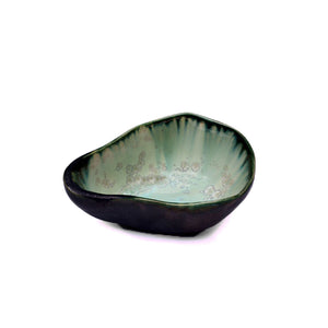 Ae Ceramics Oyster Series Footed Sauce Bowl in Mint & Charcoal