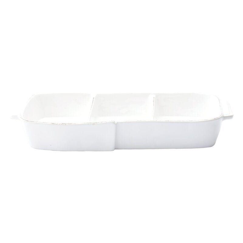 Vietri Lastra Melamine White Three Section Server