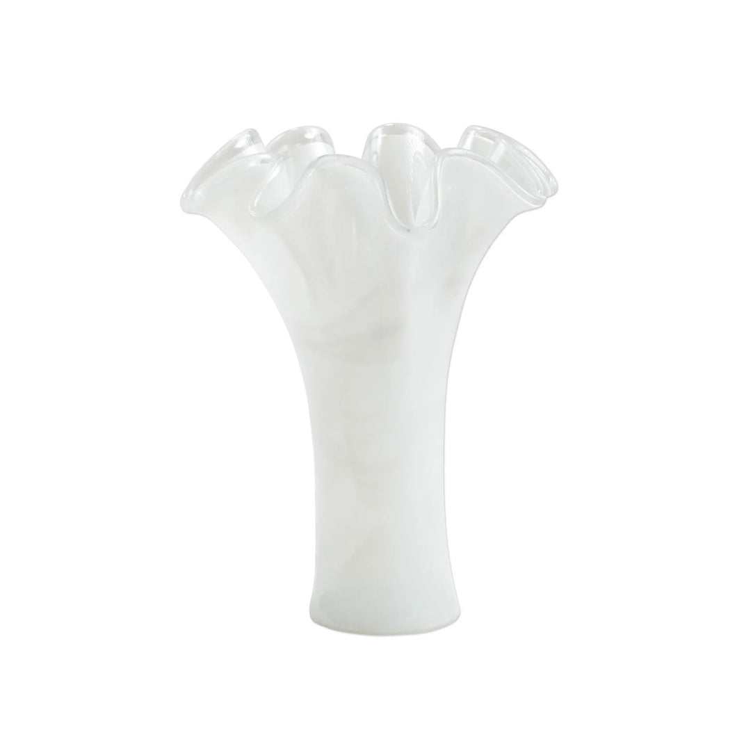 Vietri Onda Glass White Short Vase