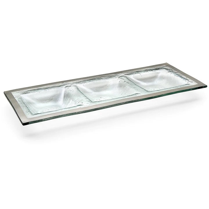 Annieglass Roman Antique 3 Section Tray platinum