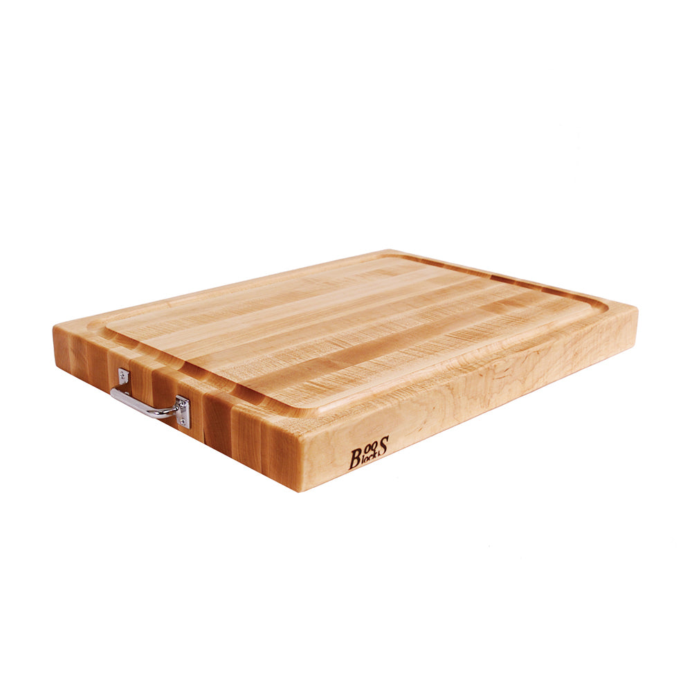 Reversible Maple Edge Grain BoosBlock w/ Chrome Handles & Juice Groove