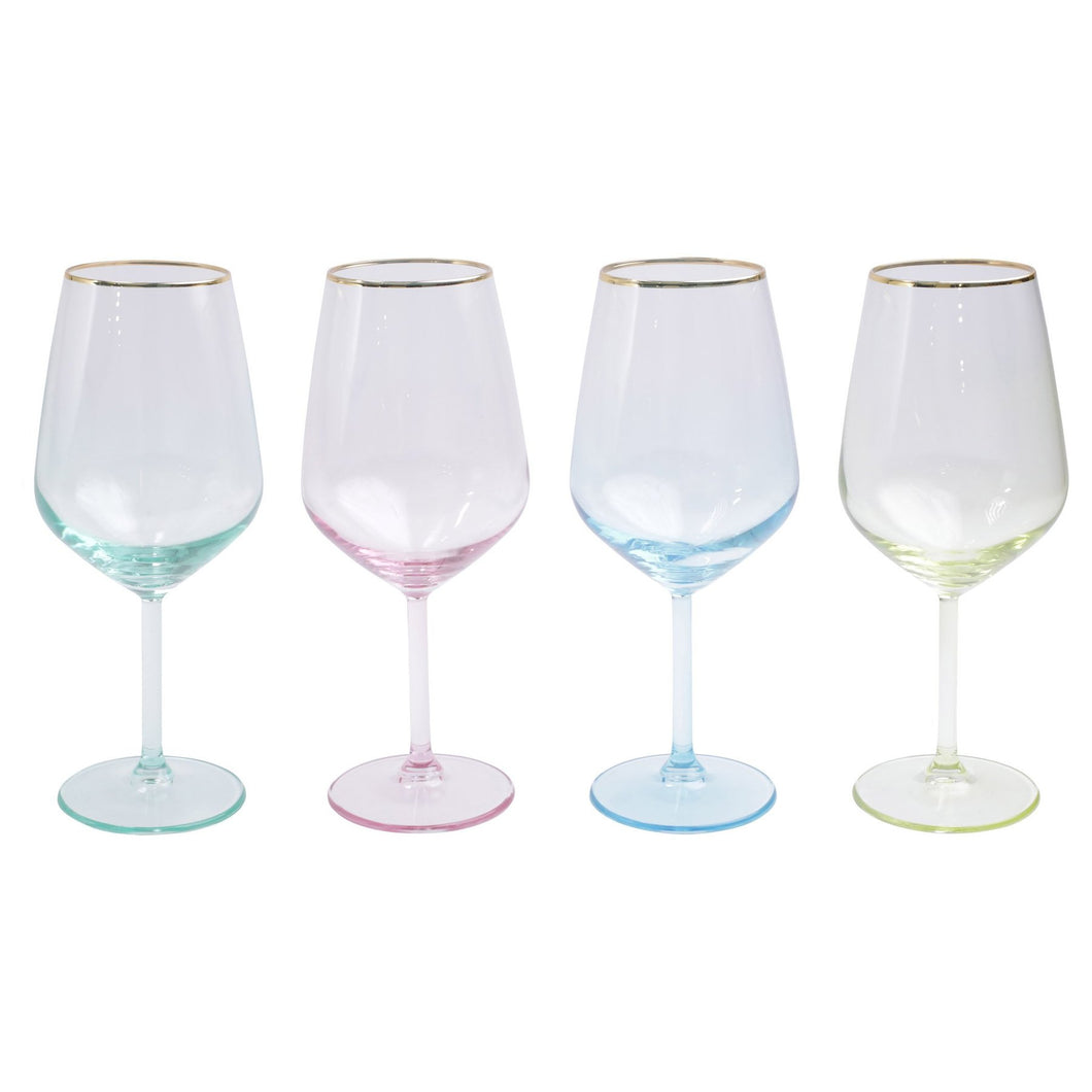 Vietri Assorted Rainbow Wine Glass Set