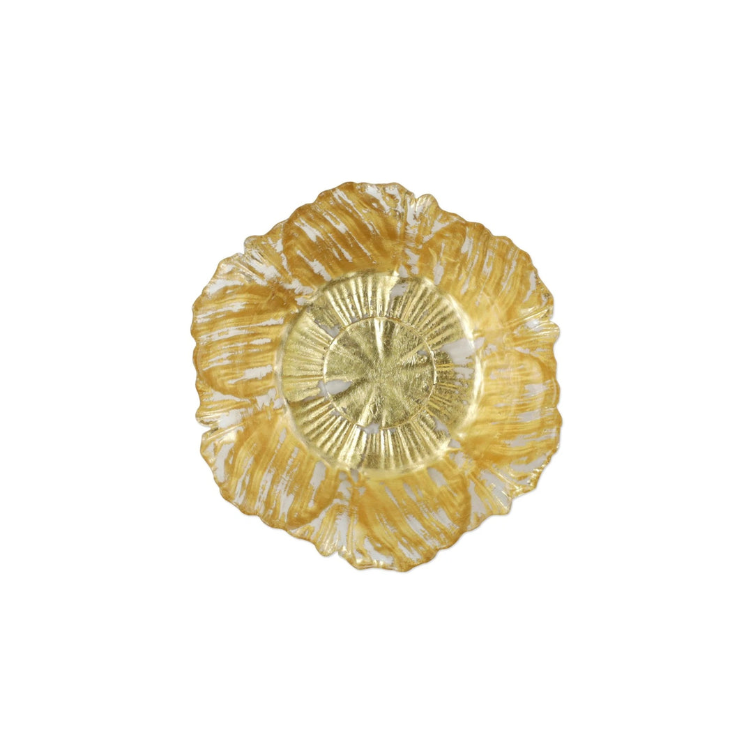 Vietri Rufolo Glass Gold Flower Bowl, Small