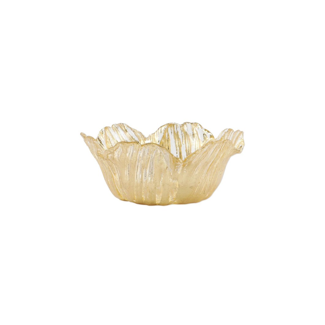 Vietri Rufolo Glass Gold Flower Bowl, Small