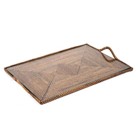 Calaisio Rectangular Tray w/ Glass Bottom, Medium