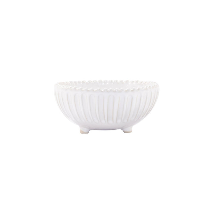 Vietri Incanto Stone White Stripe Footed Bowl