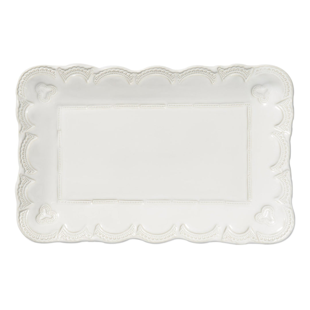 Vietri Incanto Stone White Lace Rectangular Platter, Small