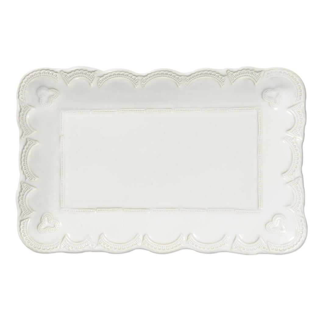Vietri Incanto Stone White Lace Rectangular Platter, Small