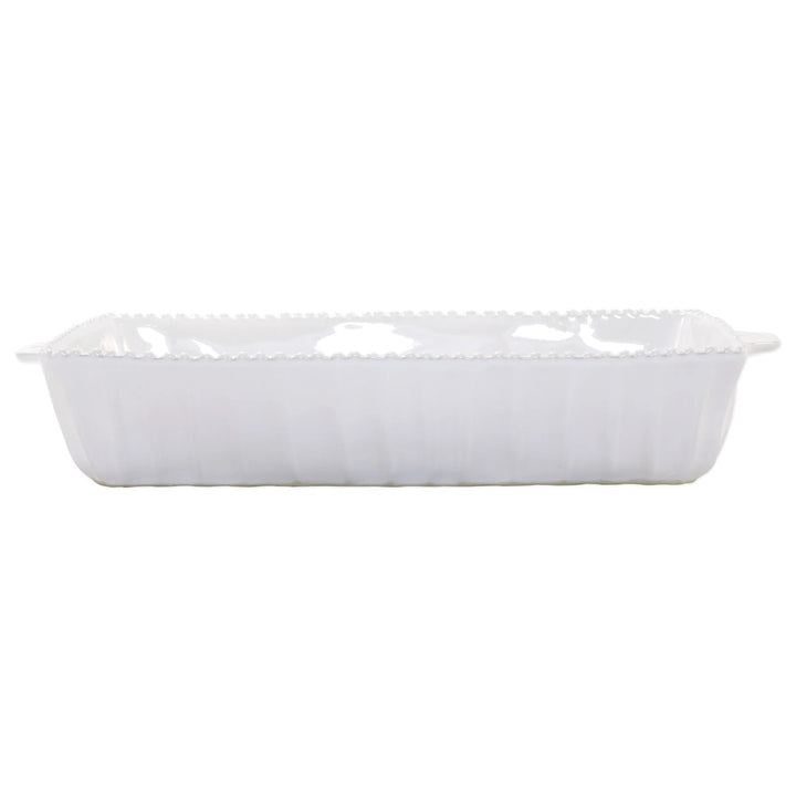 Vietri Incanto Stone rectangular  White Stripe Baking Dish