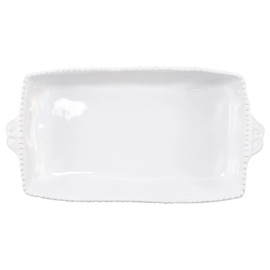 Vietri Incanto Stone rectangular  White Stripe Baking Dish