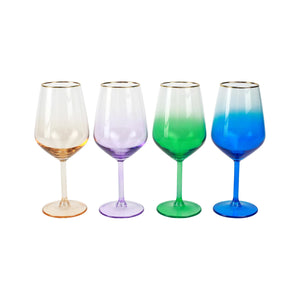 Vietri Assorted Jewel Tone Wine Glass Set
