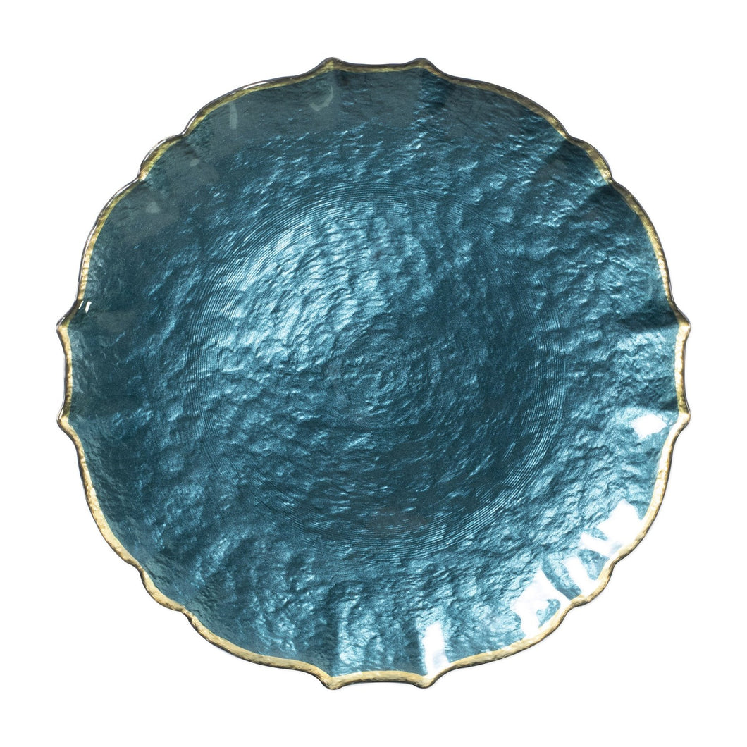 Vietri Baroque Glass Teal Charger