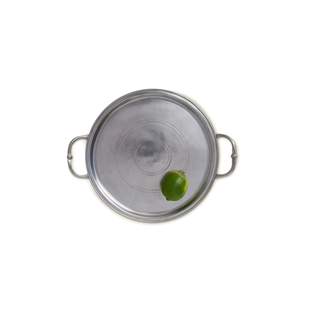 Match Pewter Small Round Tray w/ Handles