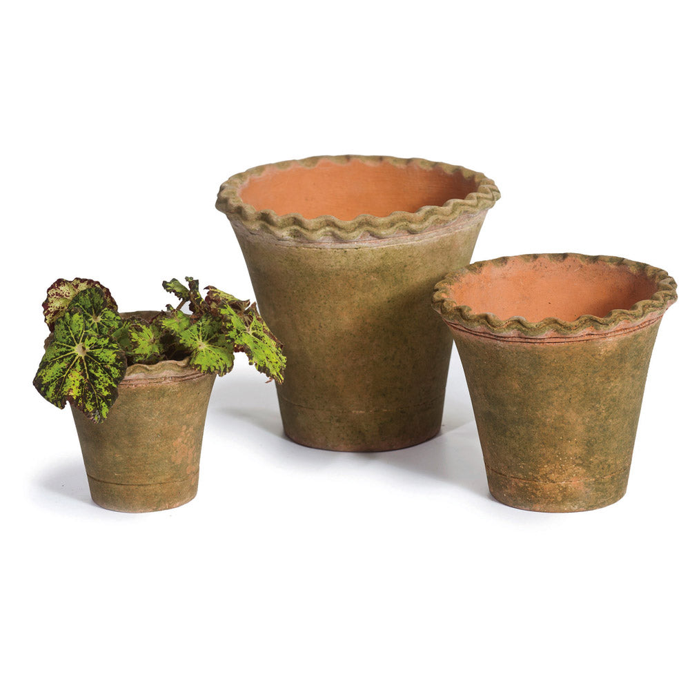 Aged Terra Cotta Short Pie Crust Nursery Planters