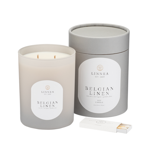 Linnea & Co. Belgian Linen 2-Wick Candle