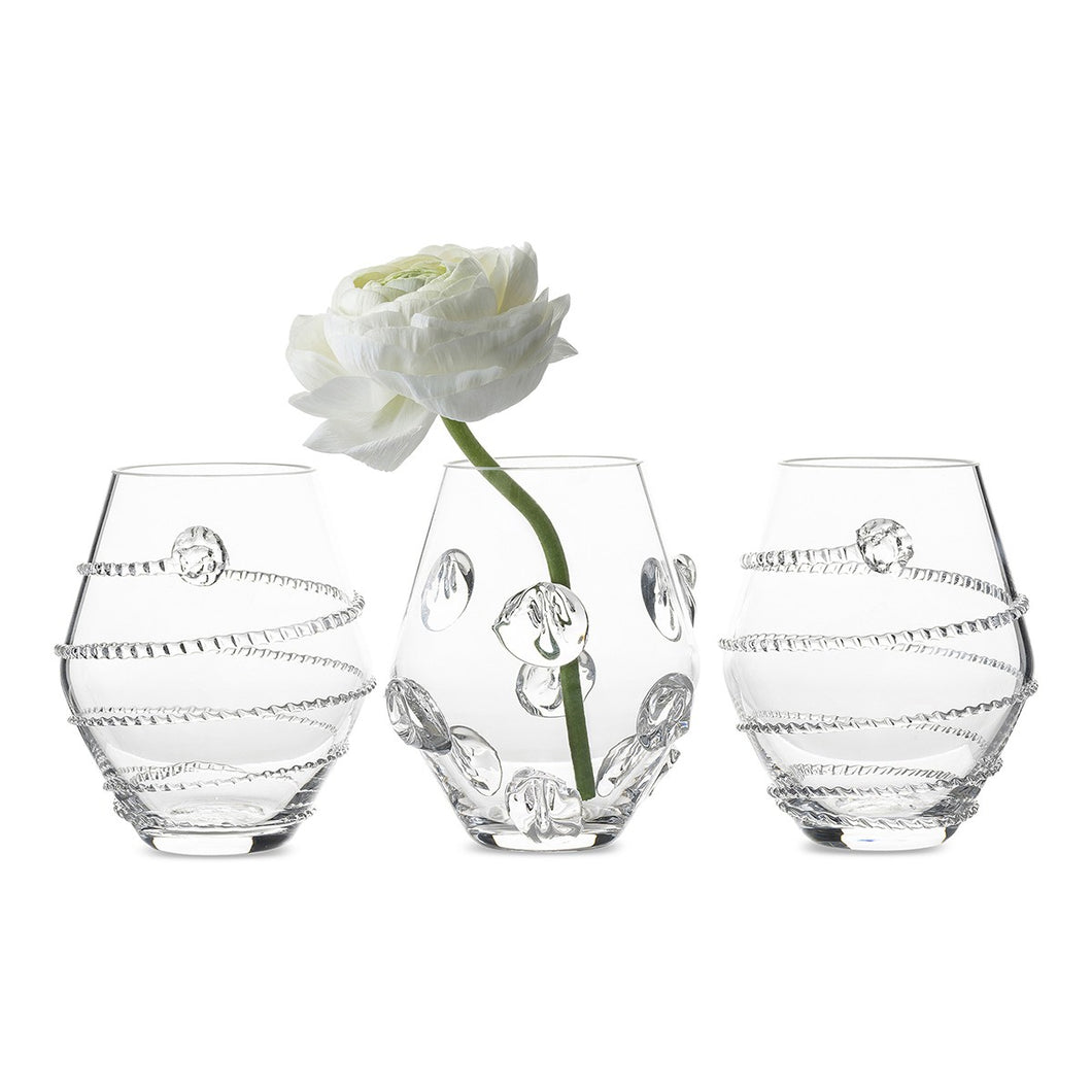 Juliska Bohemian Glass Assorted Mini Vases, Clear Set/3