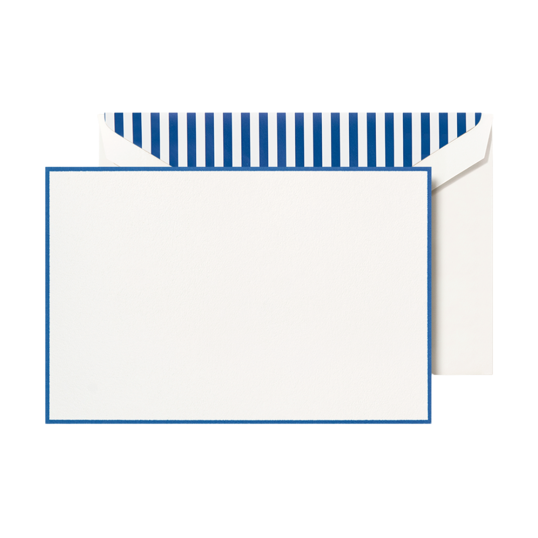 Crane & Co. Regent Blue Bordered Pearl White Cards