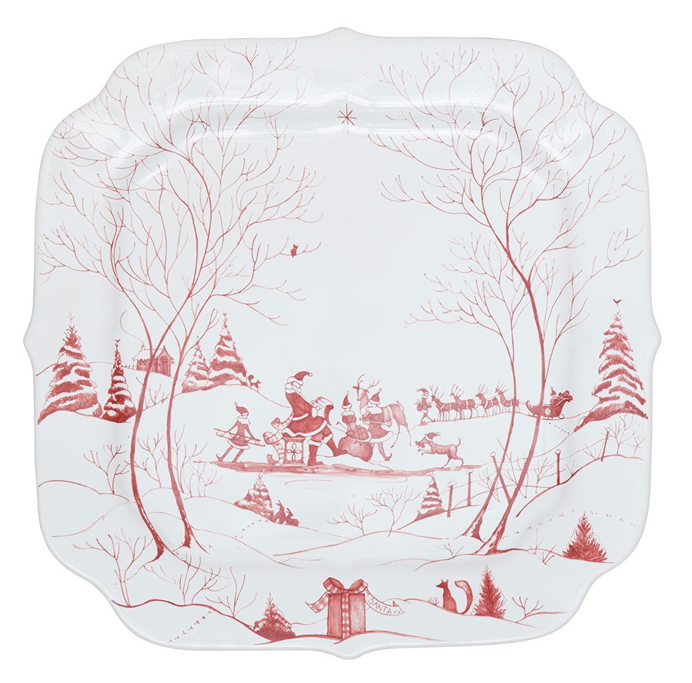 Juliska Country Estate Winter Frolic Ruby Santa's Naughty & Nice List Cookie Tray