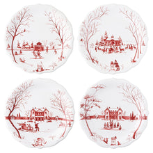 Load image into Gallery viewer, Juliska Country Estate Winter Frolic Ruby Mr. &amp; Mrs. Claus Party Plates
