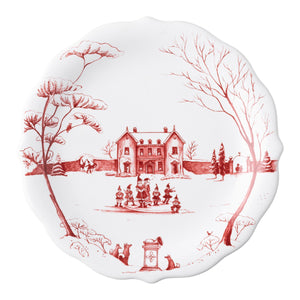 Juliska Country Estate Winter Frolic Ruby Mr. & Mrs. Claus Party Plates