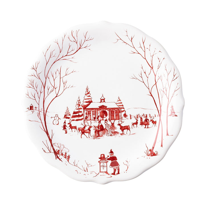 Juliska Country Estate Winter Frolic Ruby Mr. & Mrs. Claus Party Plates