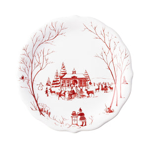 Juliska Country Estate Winter Frolic Ruby Mr. & Mrs. Claus Party Plates