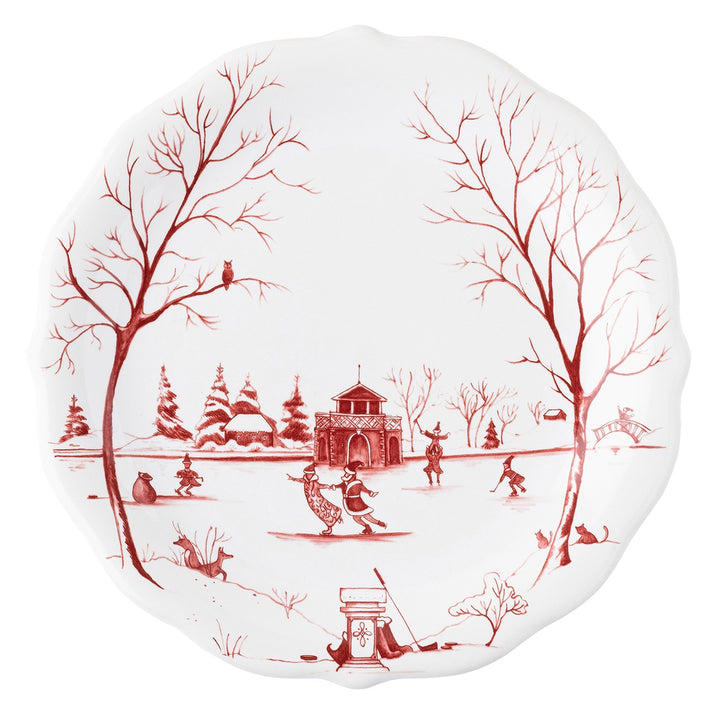 Juliska Country Estate Winter Frolic Ruby Mr. & Mrs. Claus Party Plates