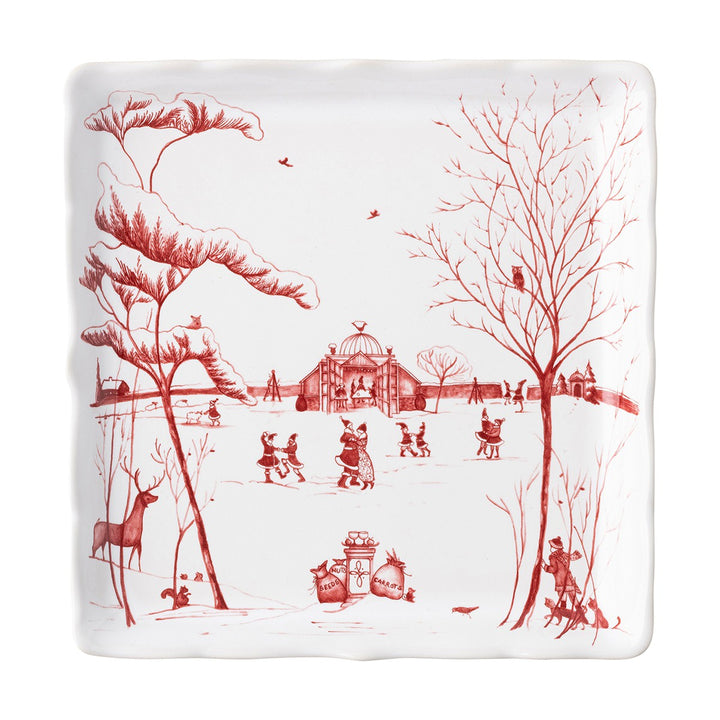 Juliska Country Estate Winter Frolic Ruby Sweets Tray "Mr. & Mrs. Claus"