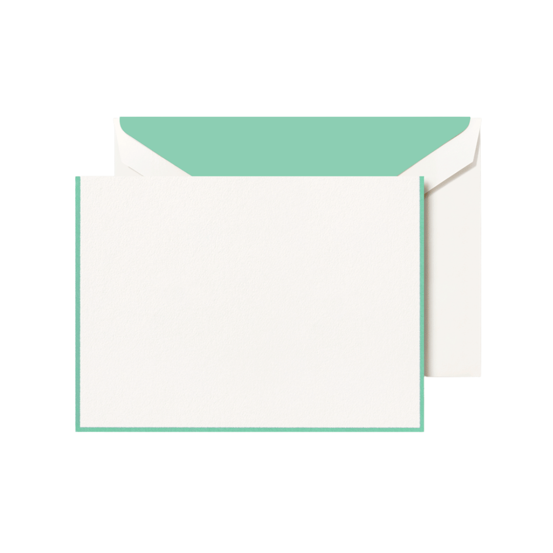 Crane & Co. Aqua Bordered Pearl White Notes