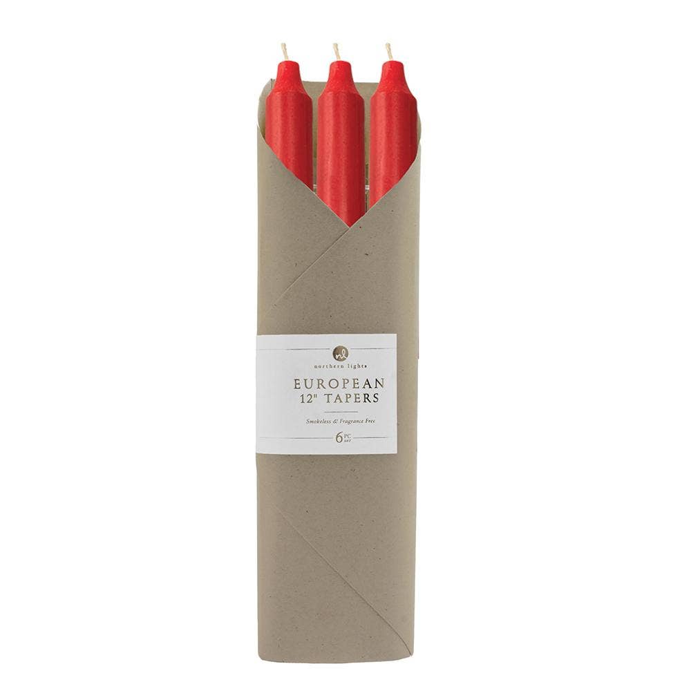 Crimson 12" Taper Candles