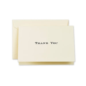 Crane & Co. Black Engraved "Thank You" on Ecru Notes