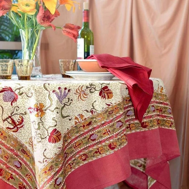 Block Printed Tablecloth :: Fleur des Indes - Thumbnail 2