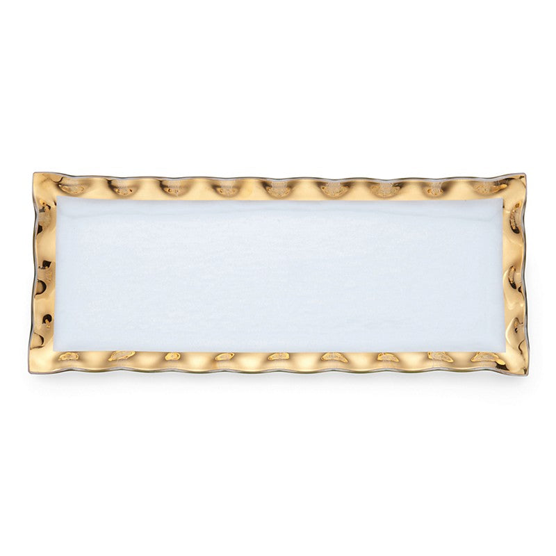 Annieglass Ruffle Gold Rectangular Tray