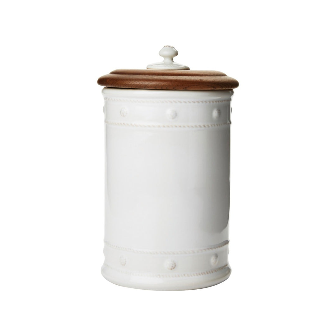 Juliska Berry & Thread Whitewash Canister w/ Wooden Lid 11.5"