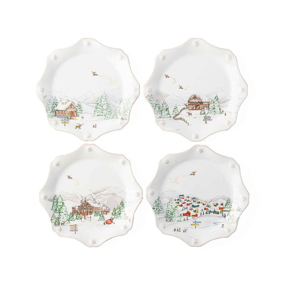 Juliska Berry & Thread North Pole Dessert/Salad Plate Set/4