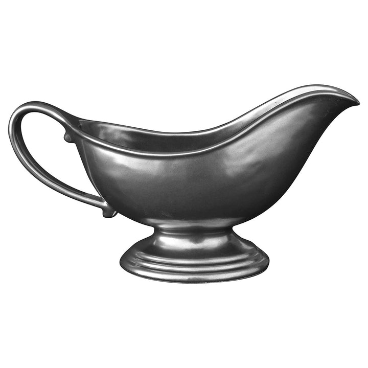 Juliska Pewter Stoneware Sauce Boat & Stand