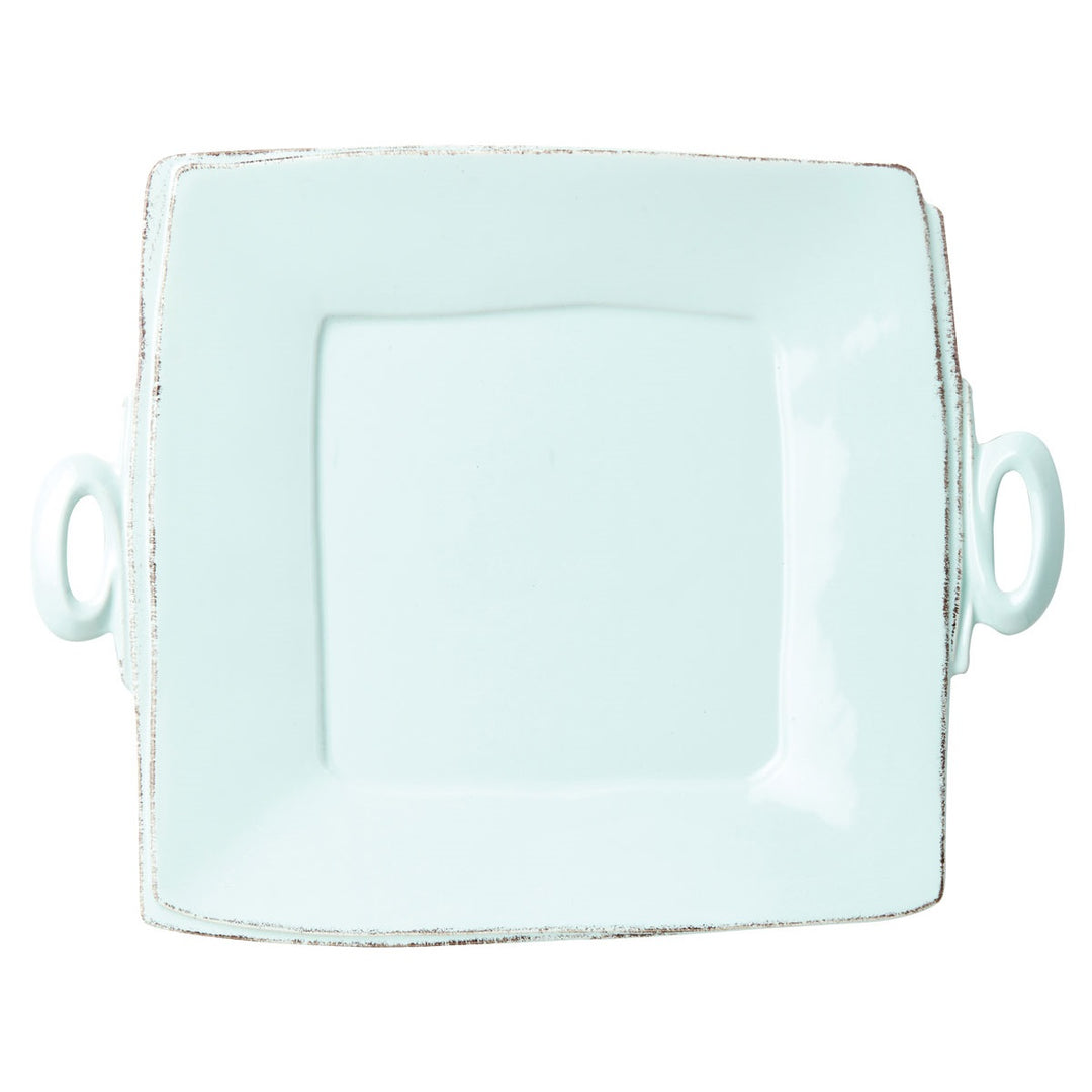 Vietri Lastra Aqua Handled Square Platter