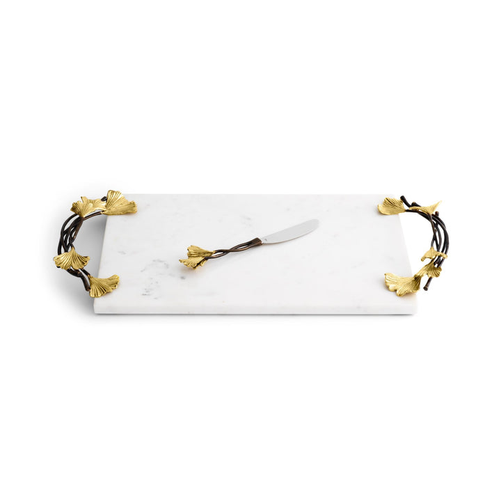 Michael Aram Golden Ginkgo Cheese Board & Knife